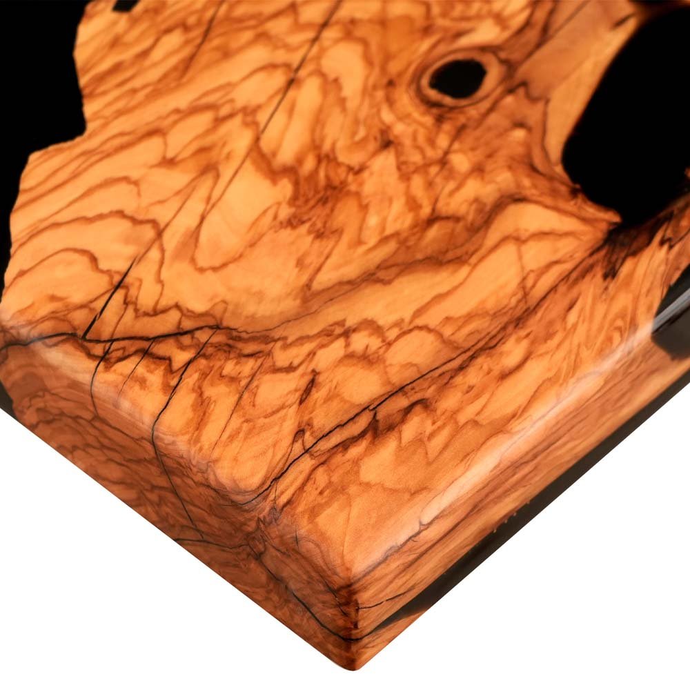 Elite Olive Wood with Black Epoxy Resin L - Shaped Waterfall Dining & Bar Tables ECT - 183 - Elitecustomtable