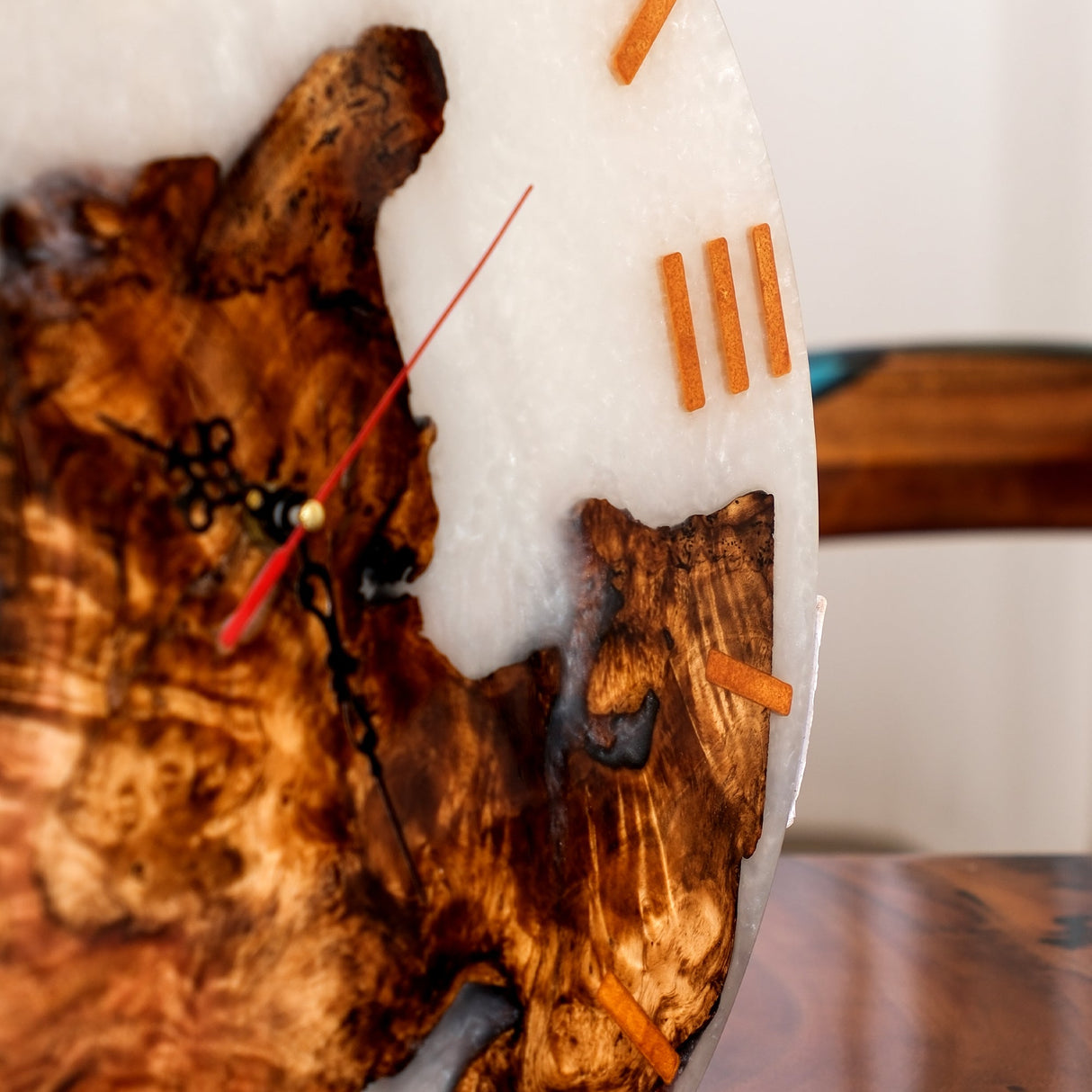 Elite Opalescent Epoxy Resin & Black Walnut Wood Wall Clock EWC - 07 - 16'' - Elitecustomtable