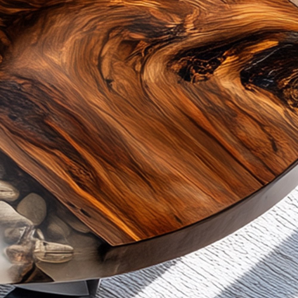 Elite Oval Black Walnut Dining Table with Stream - Stone Resin Inlay ECT - 248 - Elitecustomtable
