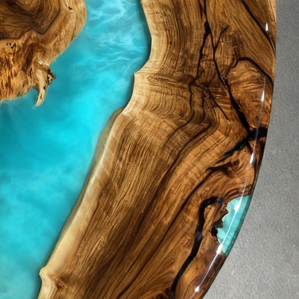 Elite Oval Black Walnut Table with Turquoise Resin Inlay ECT - 200 - Elitecustomtable