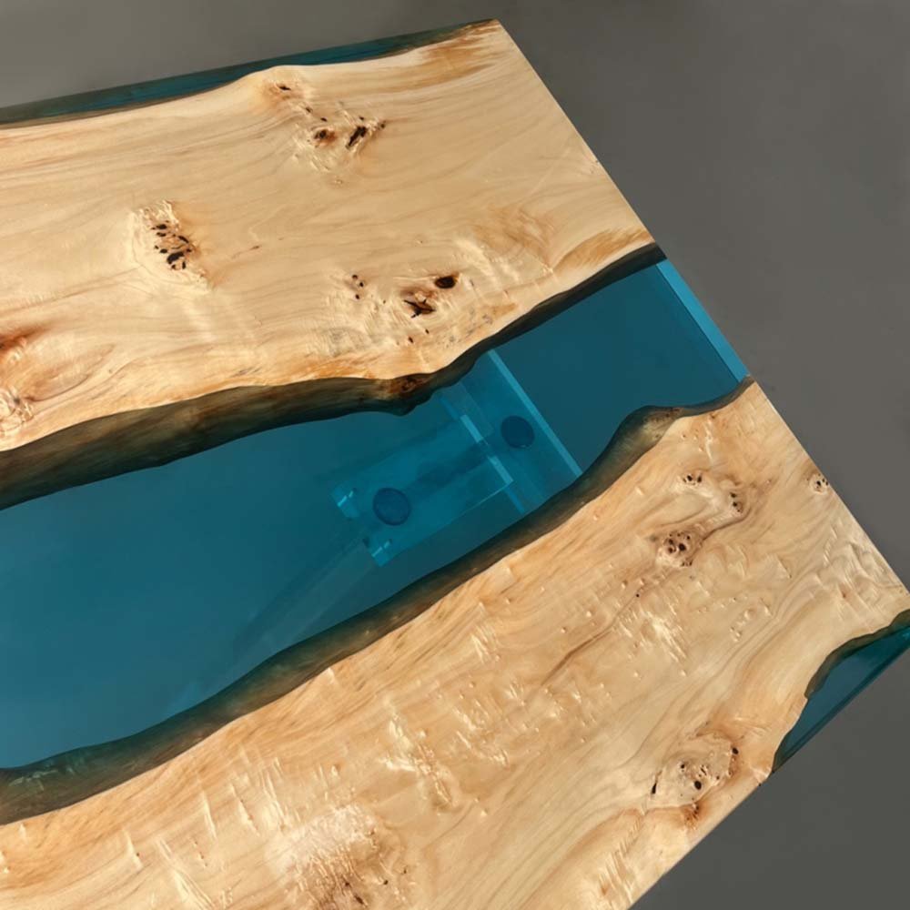 Elite Poplar Wood & Transparent Epoxy Resin Dining Table ECT - 155 - Elitecustomtable