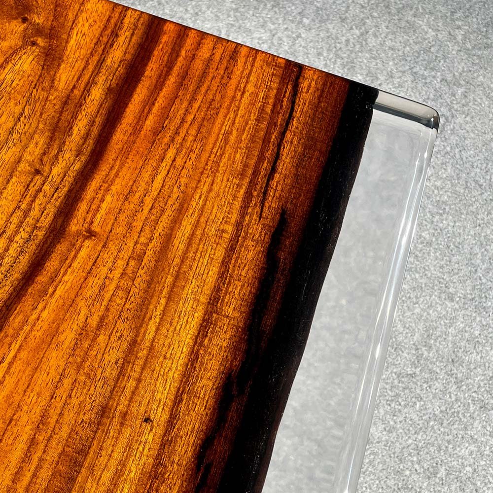 Elite Red Golden Camphor Wood & Transparent Epoxy Resin Dining Table ECT - 148 - Elitecustomtable