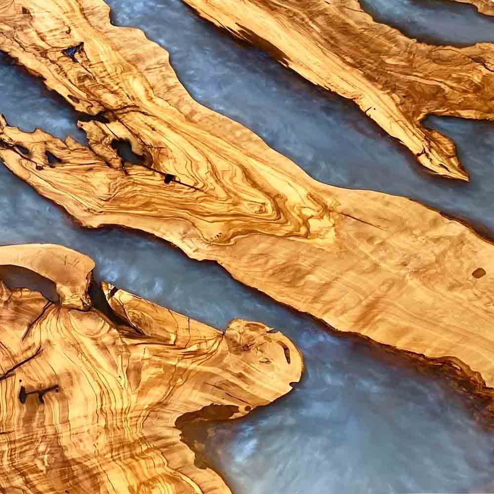 Elite Resin & Natural Olive Wood Fusion Round Table ECT - 131 - Elitecustomtable