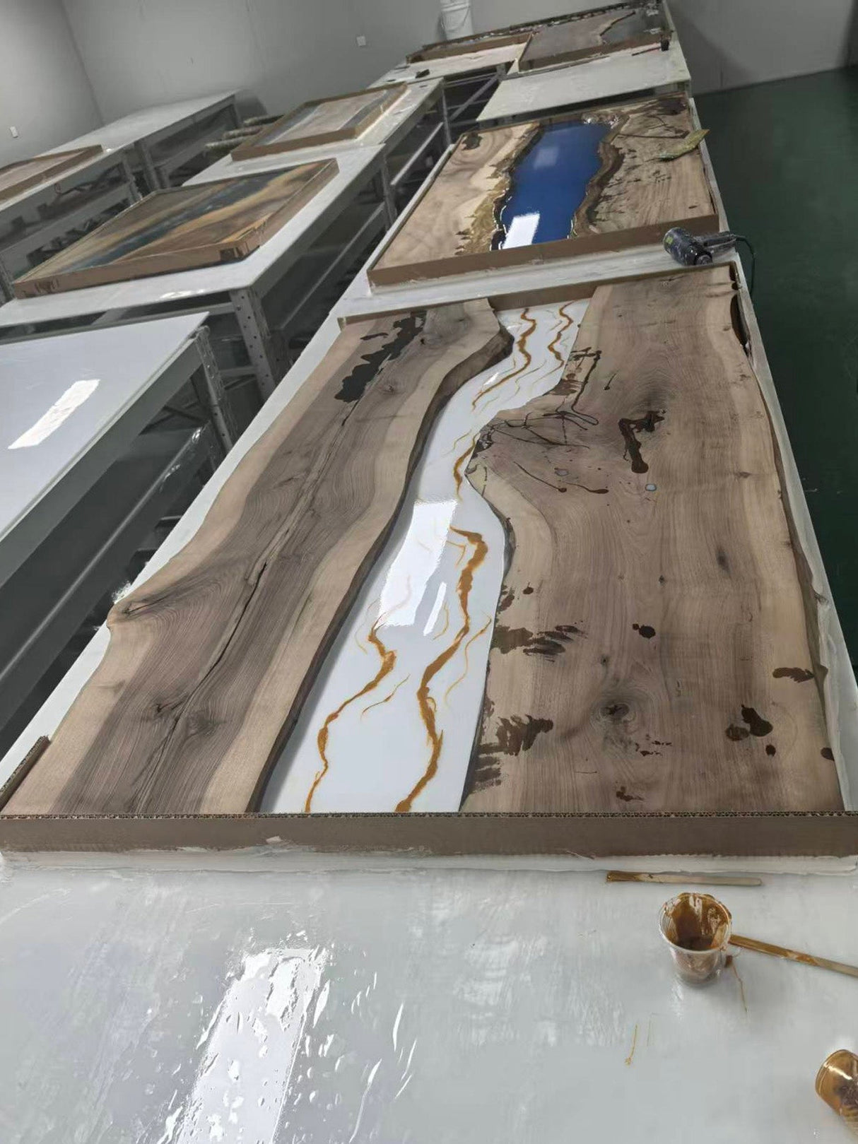 Elite Straight - Edge Black Walnut Conference Table with White Resin Inlay ECT-273 - Elitecustomtable