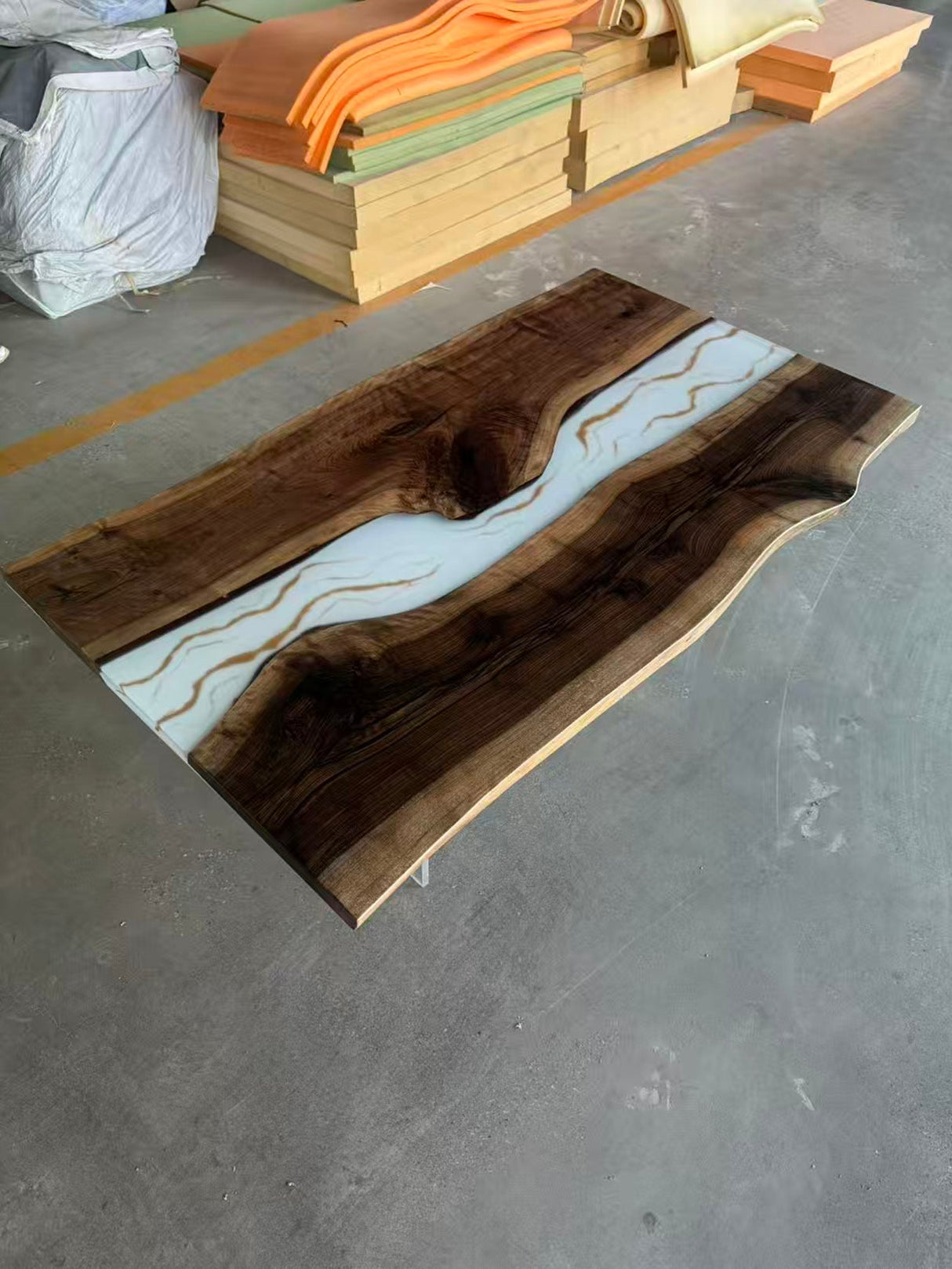 Elite Straight - Edge Black Walnut Conference Table with White Resin Inlay ECT-273 - Elitecustomtable