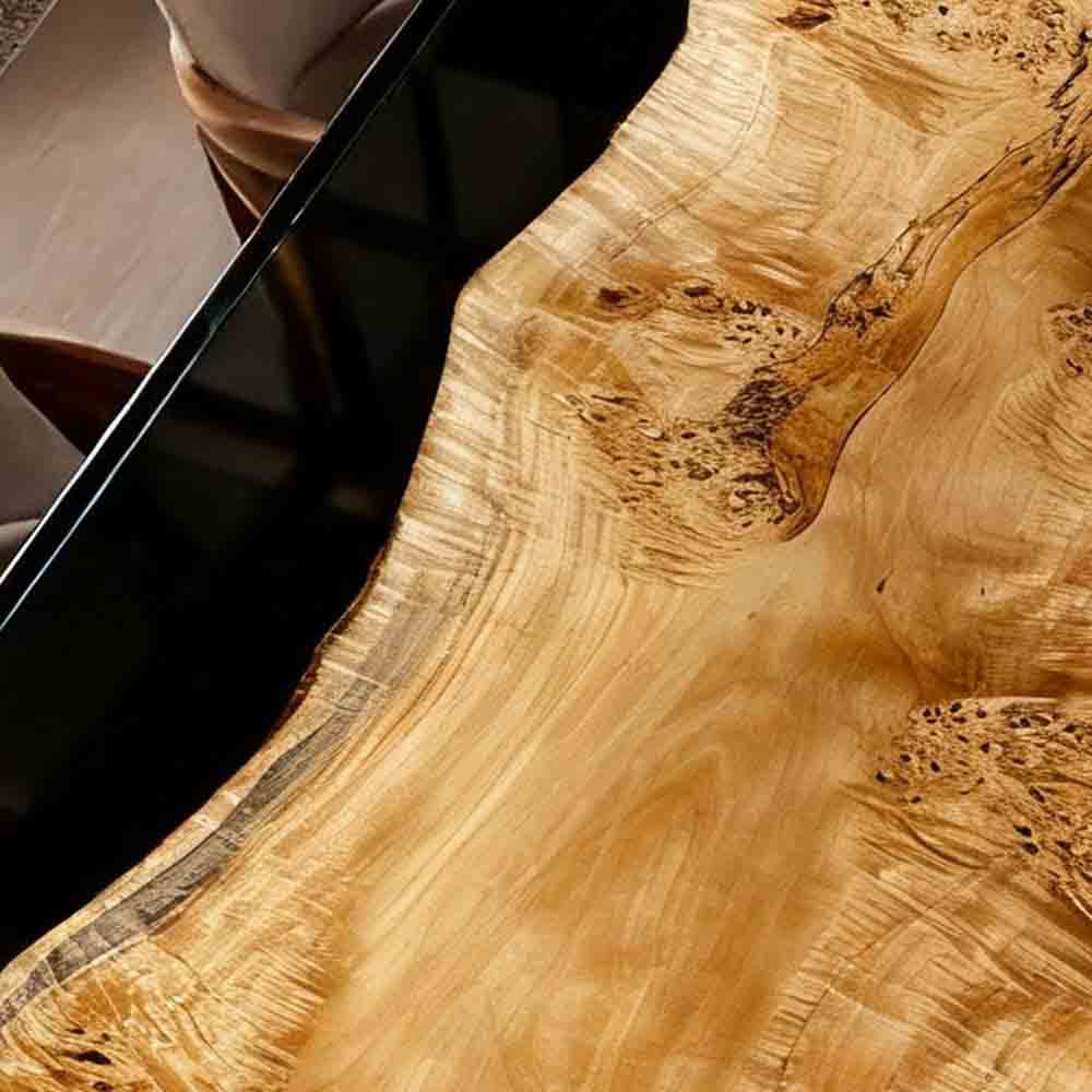Elite Straight - Edge Poplar Dining Table with Black Resin Inlay ECT - 141 - Elitecustomtable