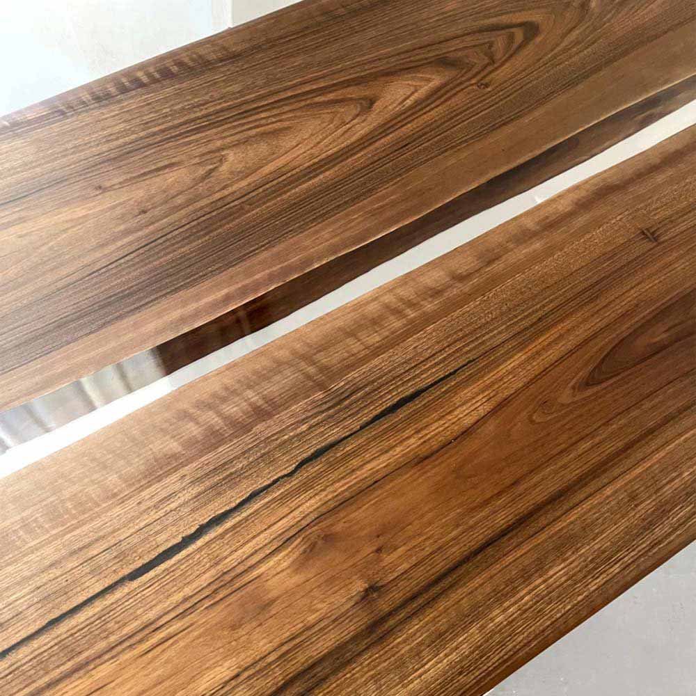 Elite Two - Piece Black Walnut & Transparent Epoxy Resin Dining Table ECT - 159 - Elitecustomtable