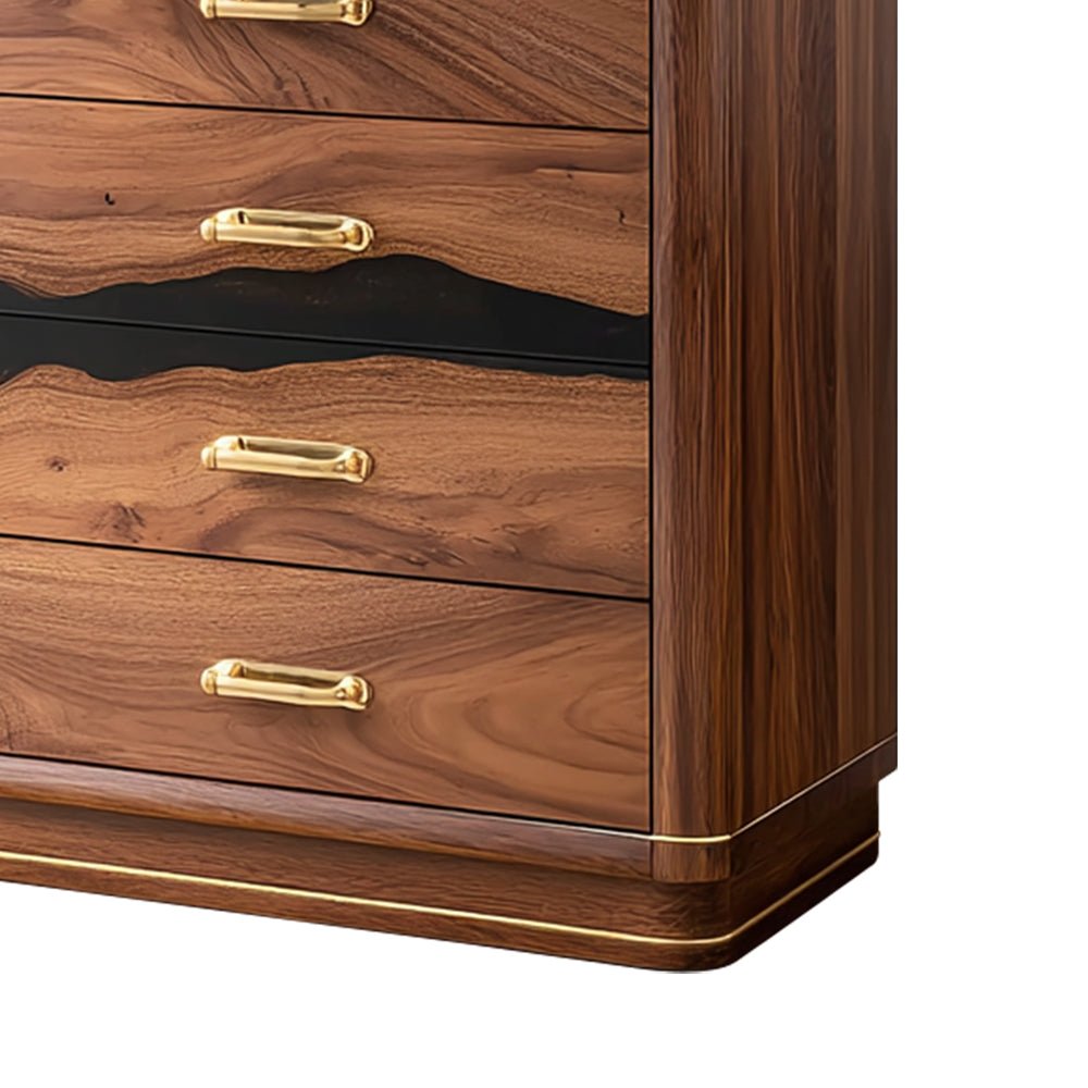 Elite Walnut Black Resin Gold - Accent 8 - Drawer Dresser ECD - 04 - Elitecustomtable