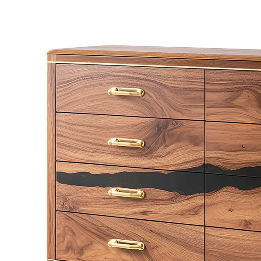 Elite Walnut Black Resin Gold - Accent 8 - Drawer Dresser ECD - 04 - Elitecustomtable