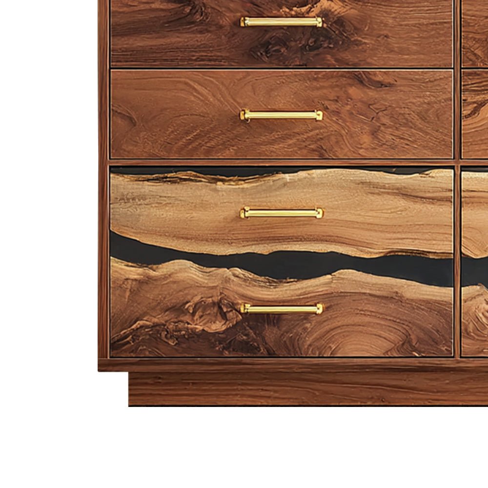 Elite Walnut Black Resin Gold - Accent 8 - Drawer Dresser ECD - 05 - Elitecustomtable