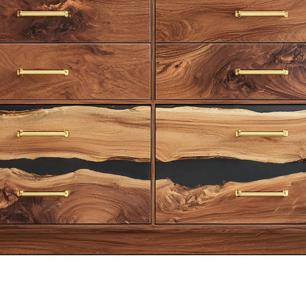 Elite Walnut Black Resin Gold - Accent 8 - Drawer Dresser ECD - 05 - Elitecustomtable