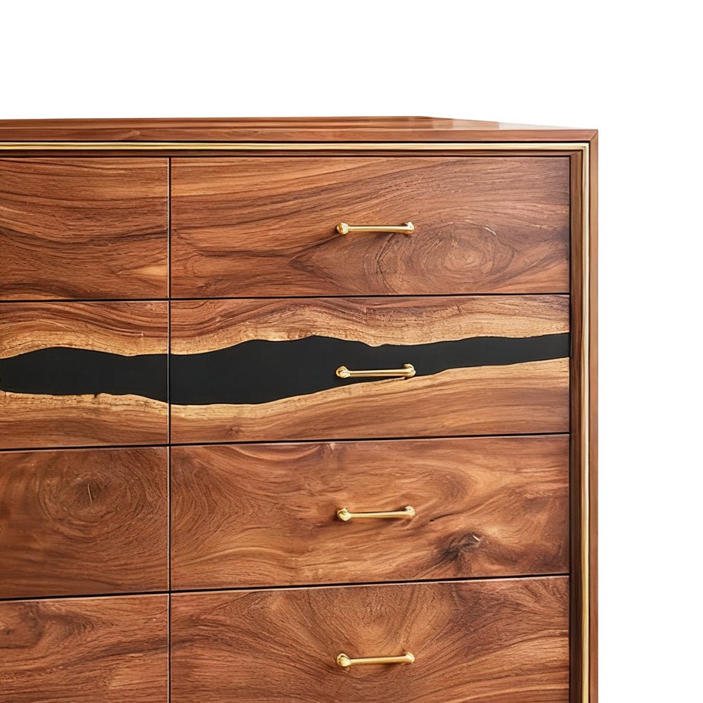 Elite Walnut Black Resin Gold - Accent 8 - Drawer Dresser ECD - 07 - Elitecustomtable