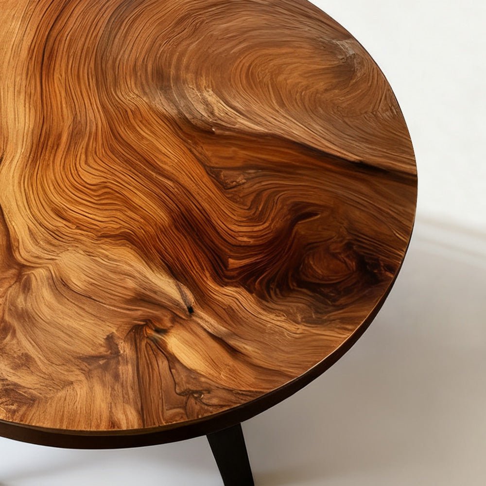 Elite Walnut Deep Blue Ocean Epoxy Round Coffee Table ECT - 256 - Elitecustomtable
