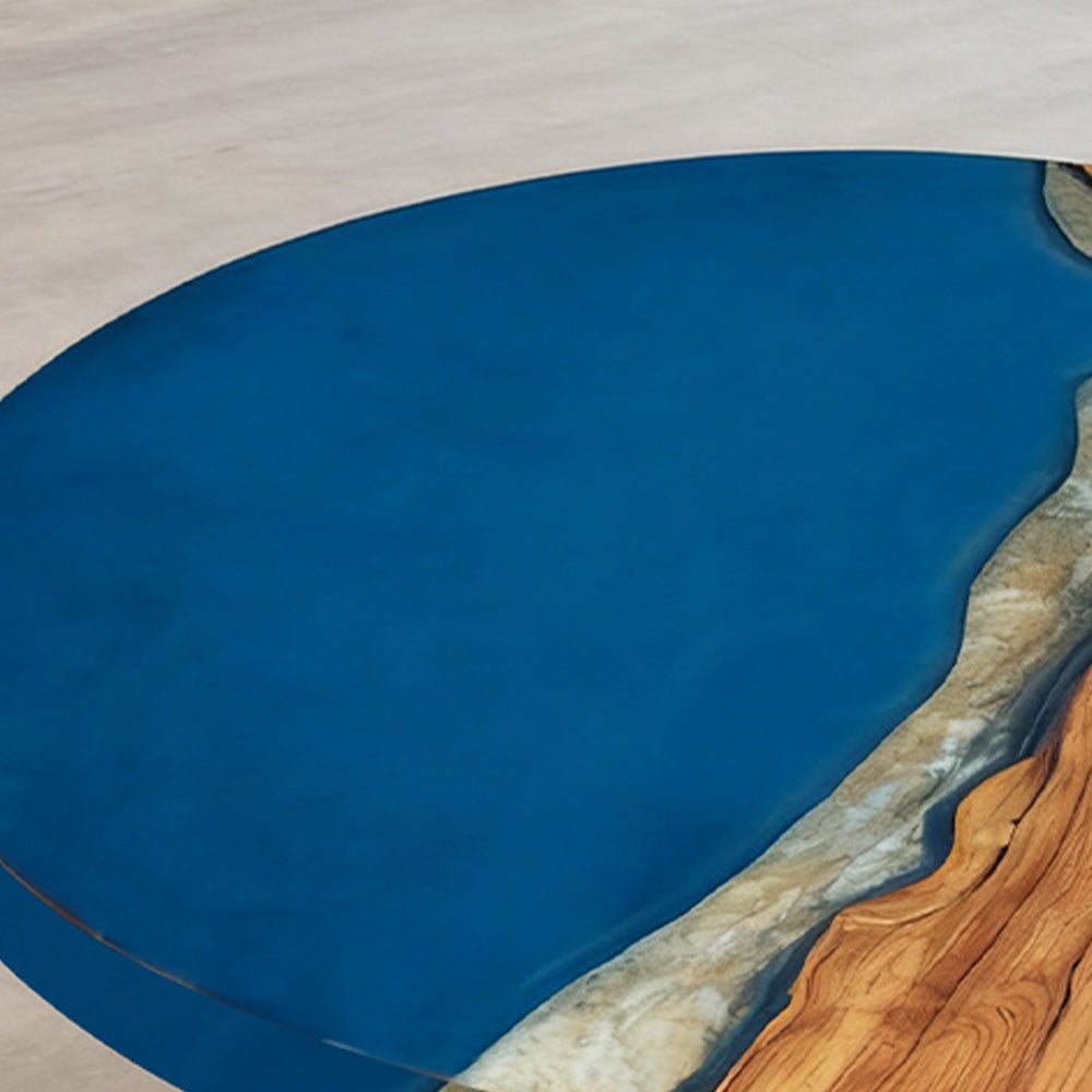 Elite Walnut Royal Blue Ocean Epoxy Round Dinner Table ECT - 255 - Elitecustomtable