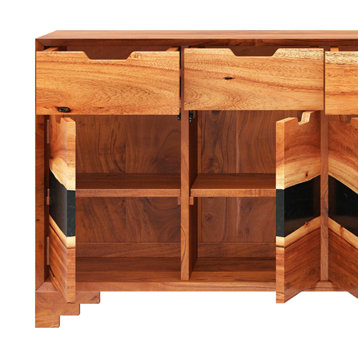 Elite Walnut Sideboard with Black Epoxy River Design ECD - 03 - Elitecustomtable