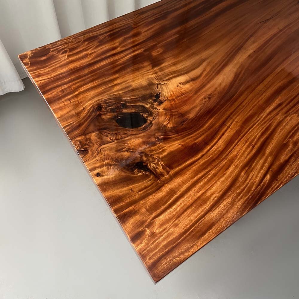 Elite Walnut Wood Dining Table with Blue Resin Filled Void ECT - 224 - Elitecustomtable