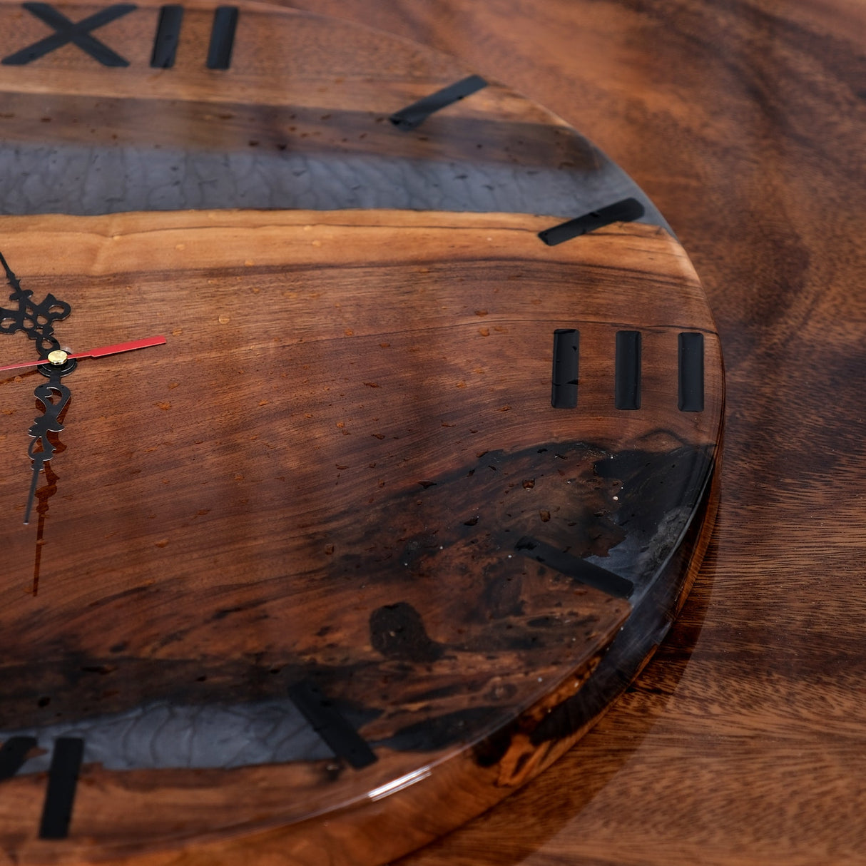 Elite Walnut Wood Gray Epoxy Resin Wall Clock EWC - 02 - 16'' - Elitecustomtable