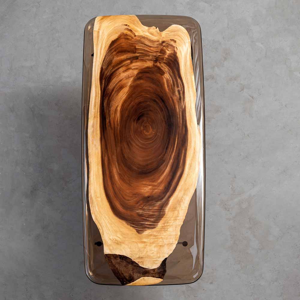Elite Walnut Wood & Gray - Transparent Epoxy Dining Table ECT-33 - Elitecustomtable