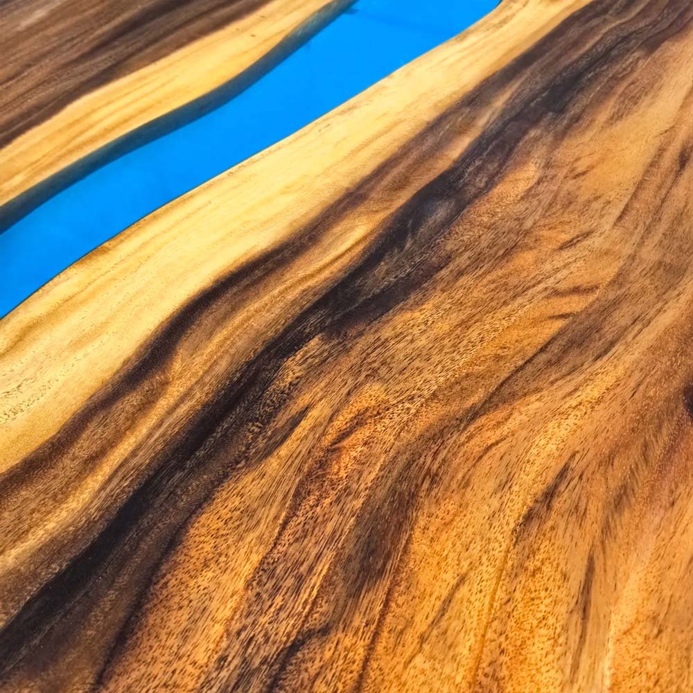 Elite Walnut Wood Oval Dining Table with Blue Resin River Inlay ECT - 219 - Elitecustomtable