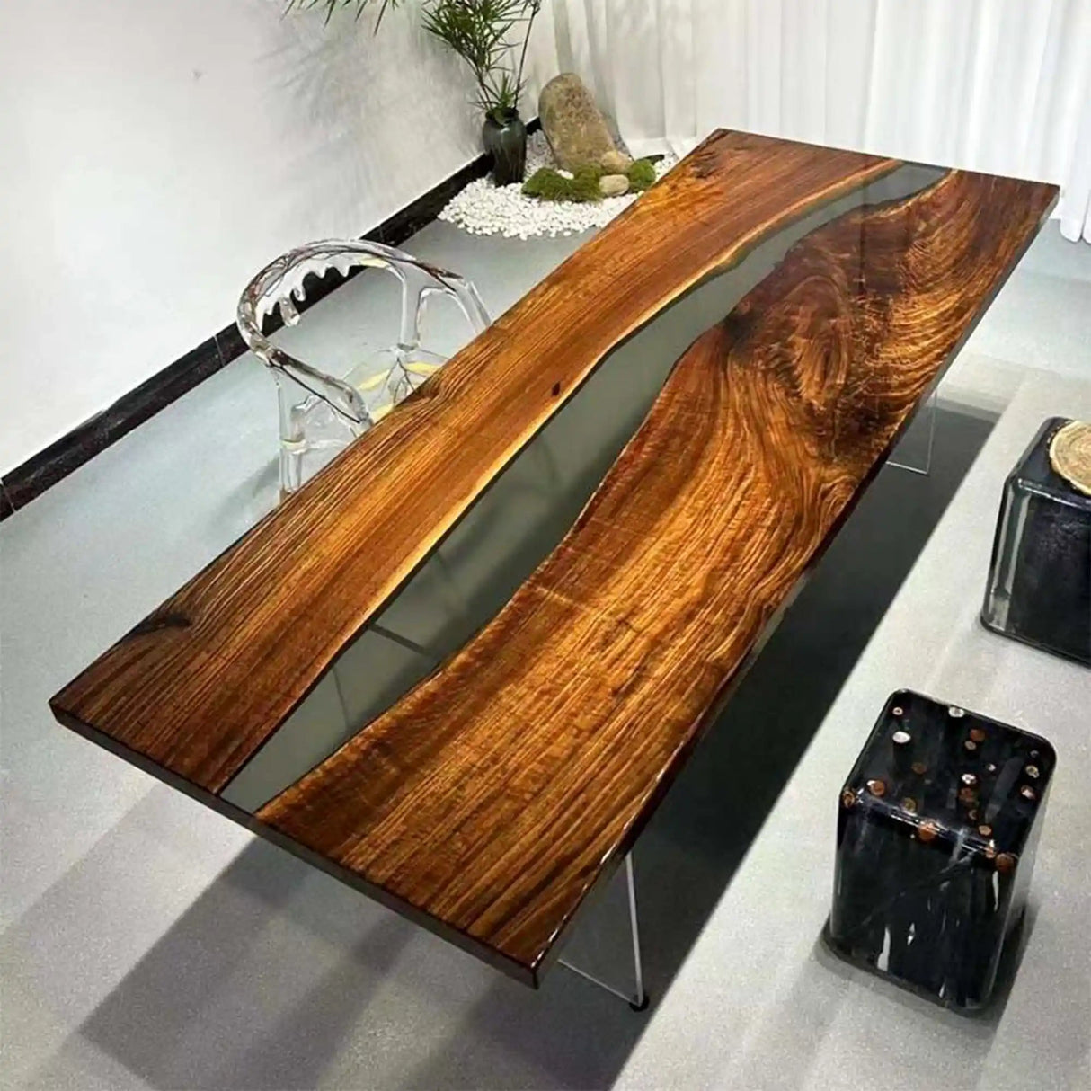 Elite Walnut Wood with Black Epoxy Resin Conference Table ECT-22 - Elitecustomtable