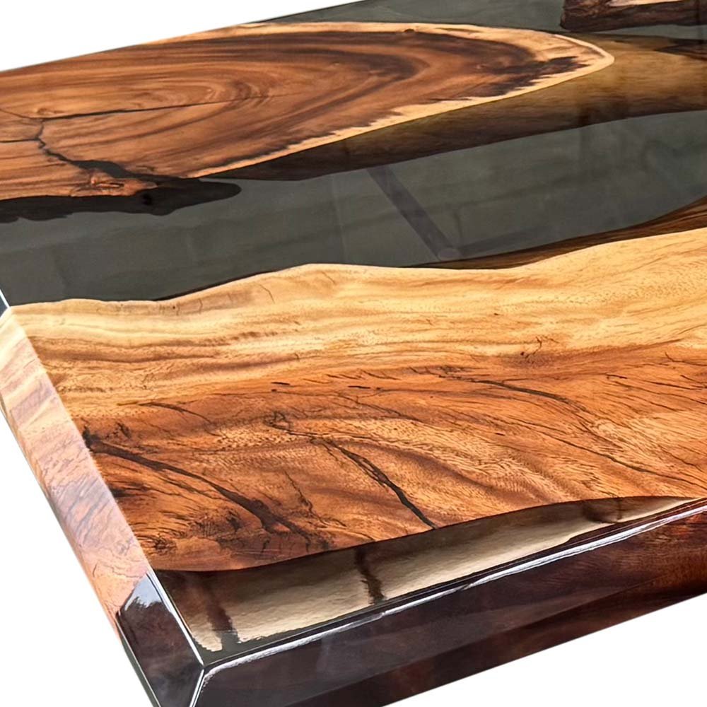 Elite Walnut Wood with Transparent Black Resin Dining & Conference & Office Table ECT - 193 - Elitecustomtable