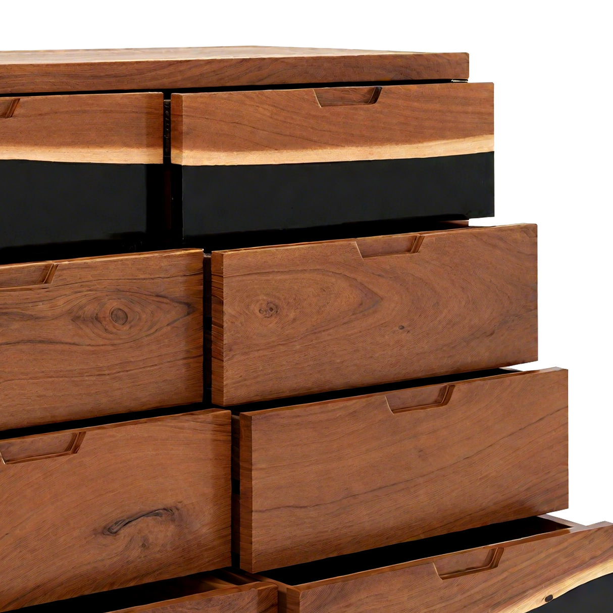 Epoxy dresser made of natural walnut wood and resin