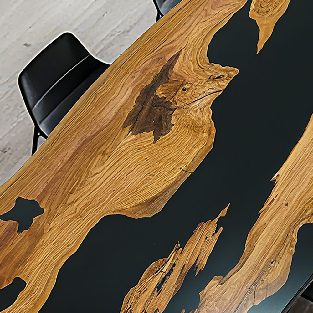 Elite Custom Walnut Wood Conference Table with Glossy Black Epoxy Resin ECT-74