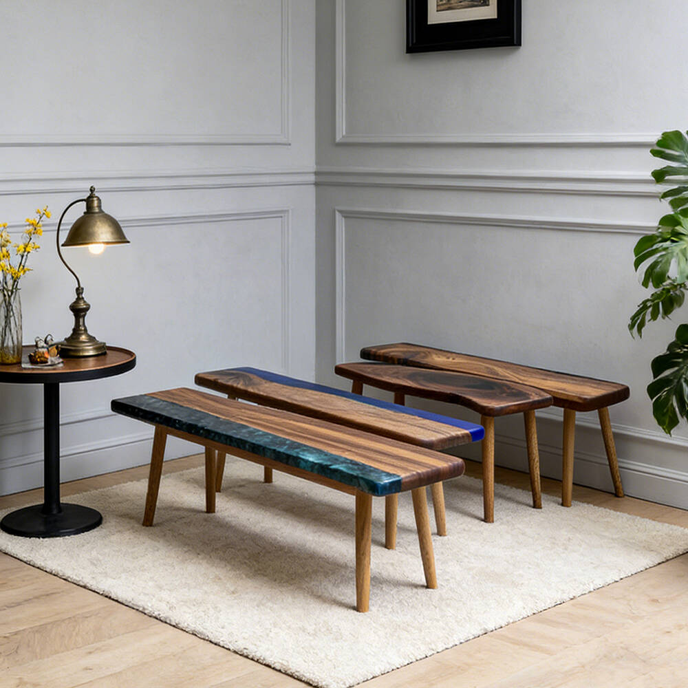 Elite Walnut Epoxy Resin Bench ECB-05 – Handmade Wood Bench