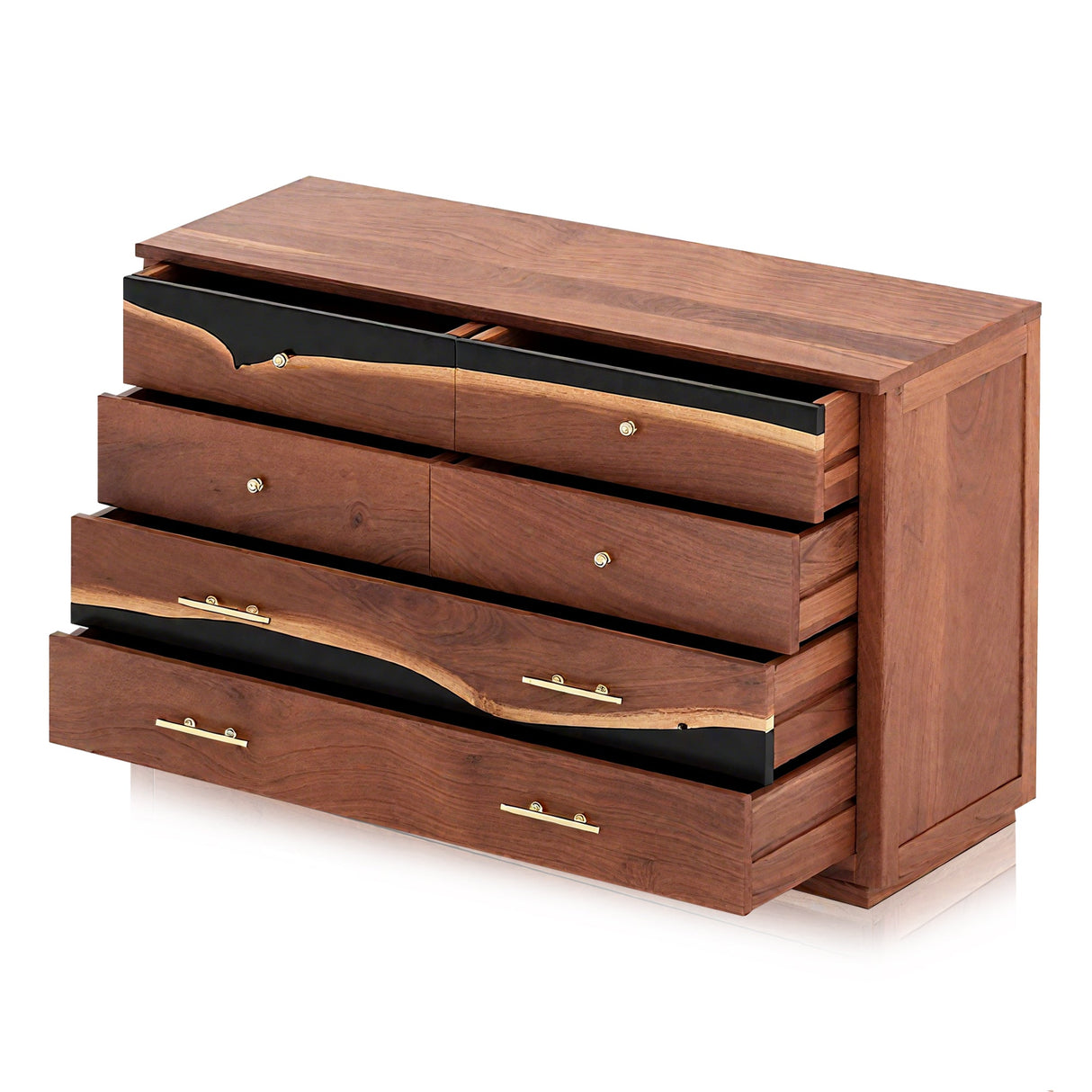 Handmade Wood Epoxy Dresser – Walnut Resin Storage Cabinet with 6 Drawers ECD - 01 - Elitecustomtable