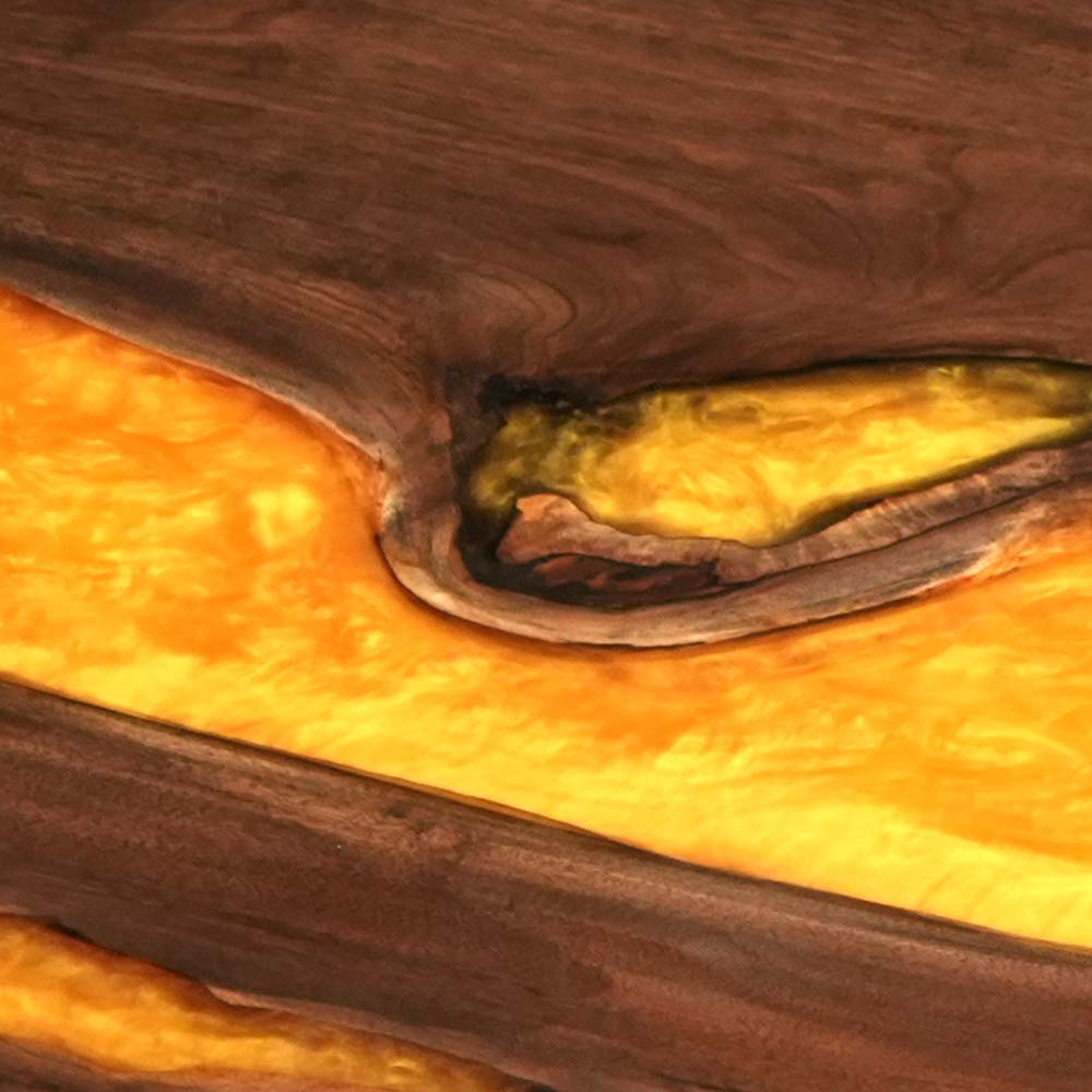 Elite Volcanic Stream Black Walnut Dining Table With Lighted Resin ECT-130