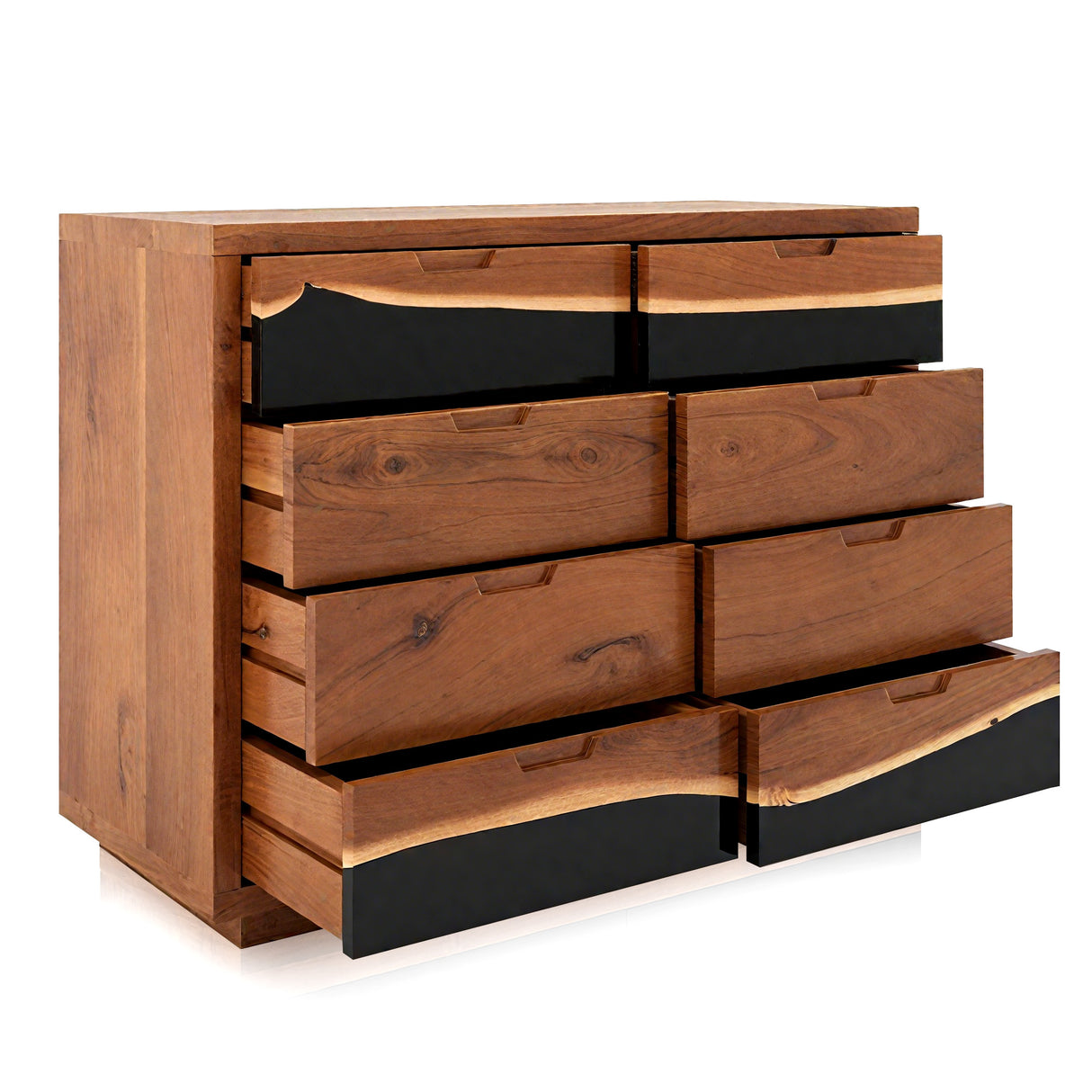 Luxury walnut epoxy resin dresser for modern bedroom