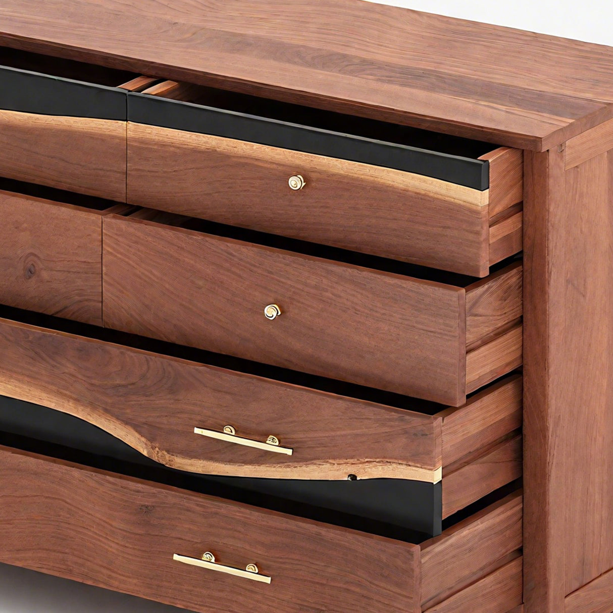 Luxury walnut wood epoxy dresser with resin details