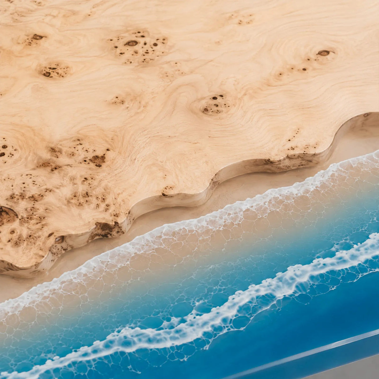 Poplar Ocean Wave Epoxy Resin Dining Table | ECT-375 - Elitecustomtable