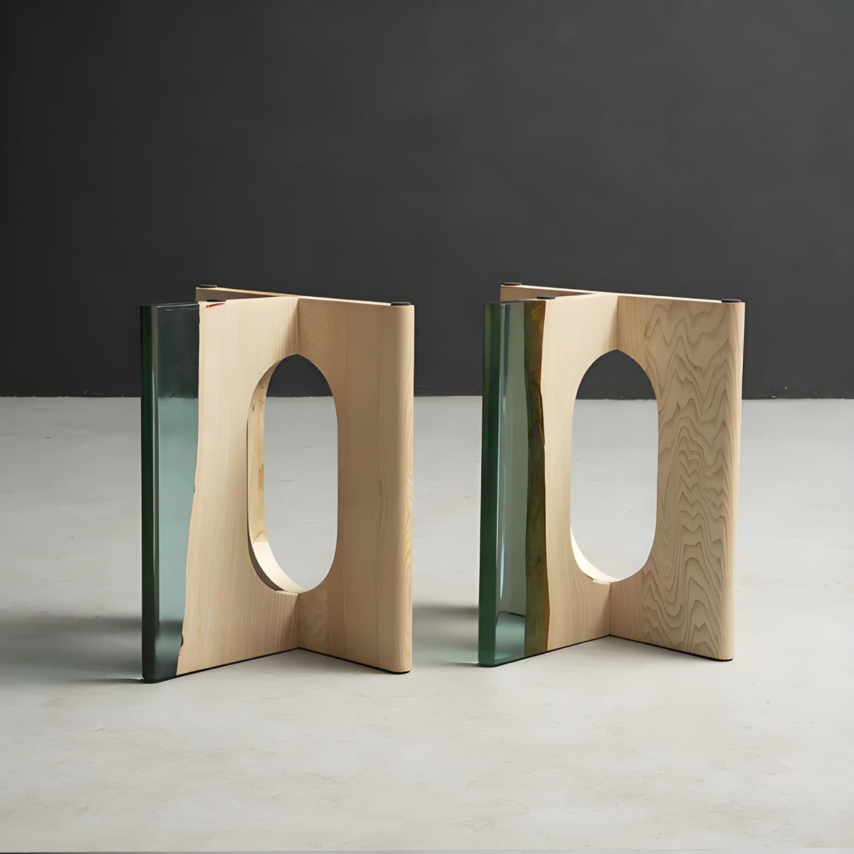 Solid Wood and Acrylic O - Shaped Ice Crystal Table Legs One - Pair ETL - 21 - Elitecustomtable