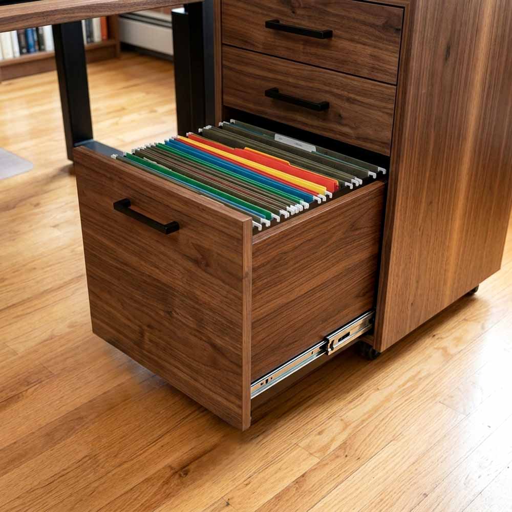 Walnut Executive Office Desk with Black Epoxy Resin Inlay | ECT-359 - Elitecustomtable
