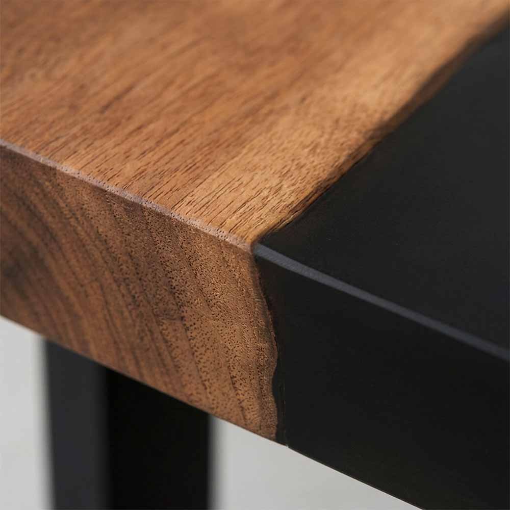 Walnut Executive Office Desk with Black Epoxy Resin Inlay | ECT-359 - Elitecustomtable