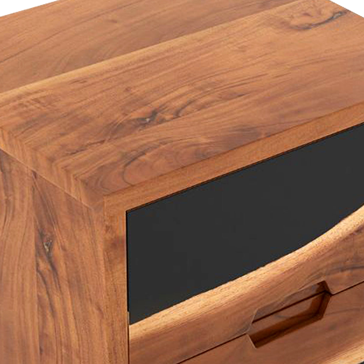 Walnut Resin Bedside Table with Storage Drawers