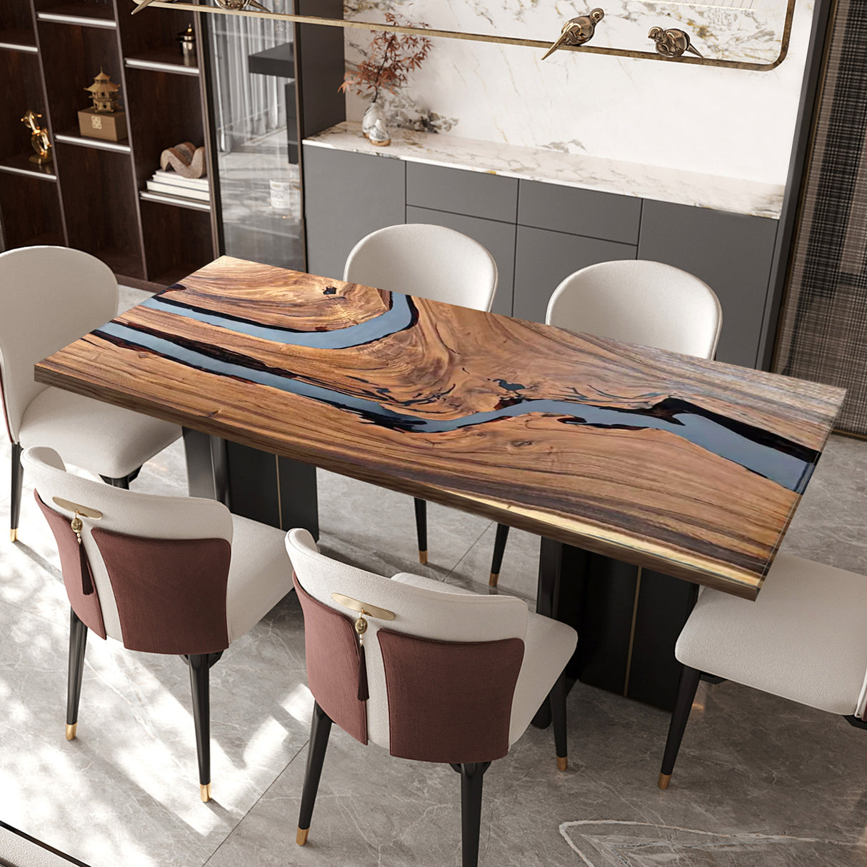 wood table with resin ECT-20