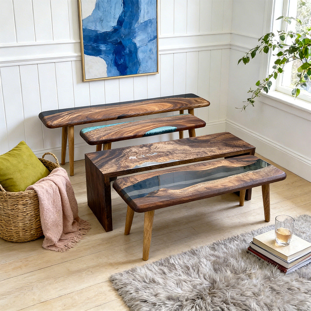 Elite Walnut Epoxy Resin Bench ECB-06 – Solid Wood Design