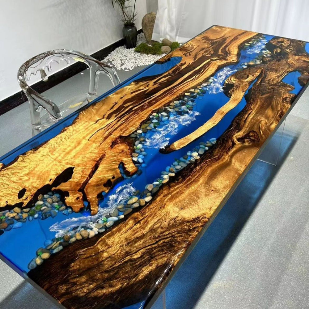 Redefine Your Interior with the Handcrafted DIY Stone Epoxy Resin Tabl ...