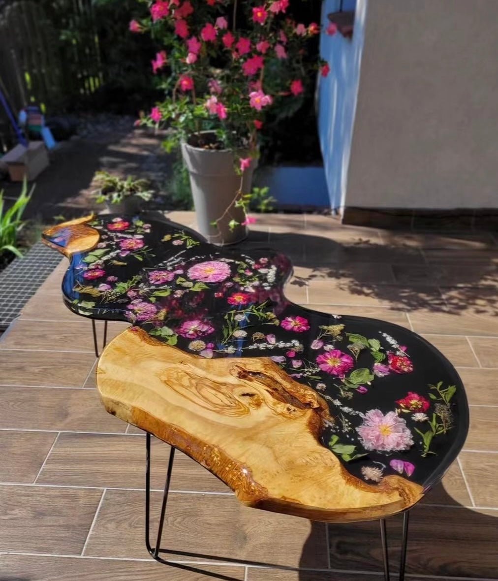 Seal the spring forever: Dried flower resin table, create your own art garden - Elitecustomtable