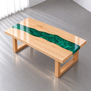 Custom Ash Green Epoxy Resin Patio Coffee Table | ECT-422
