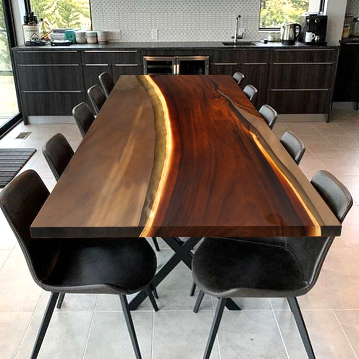Elite Custom Walnut Wood Conference Epoxy Resin Table ECT-84