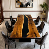 Elite Custom Retangular Black Walnut Wood Black Epoxy Dining & Conference Table ECT-01