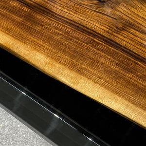 Elite Custom Retangular Black Walnut Wood Black Epoxy Dining & Conference Table ECT-01