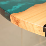 Elite Custom Poplar Wood and Blue-Green Resin Round Table ECT-121