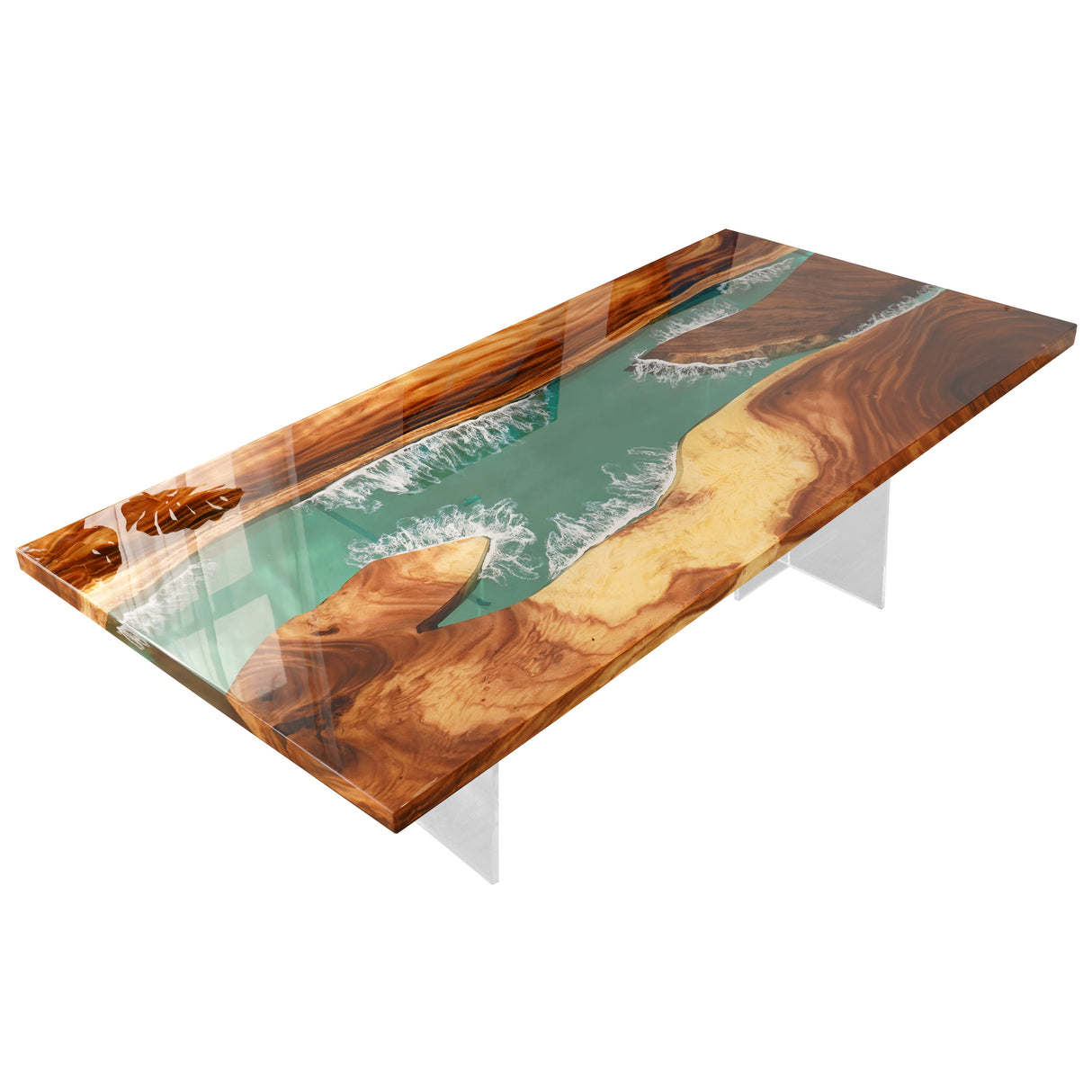 Elite Custom Weeki Wachee Kayak River Walnut Epoxy Resin Dining & Conference Table ECT-94