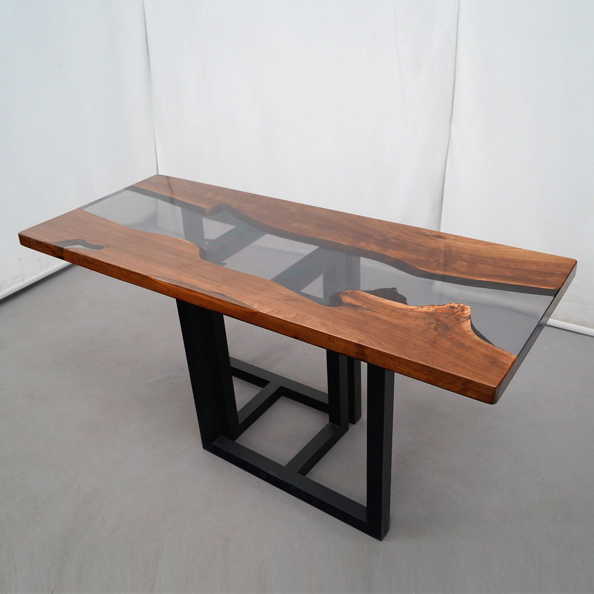 In-Stock Black Walnut Translucent Black Epoxy Resin Table 24" × 60.2"