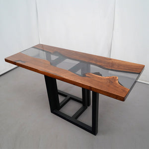 In-Stock Black Walnut Translucent Black Epoxy Resin Table 24" × 60.2"