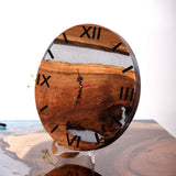 Elite Walnut Wood Gray Epoxy Resin Wall Clock - 16''